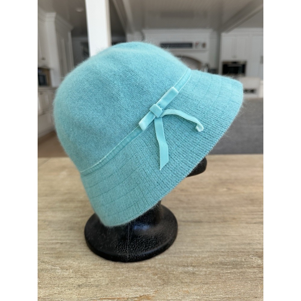 VTG Y2K '04 GAP Blue Cloche Bucket Hat Rabbit Hair Wool Sz S/M Soft Girl Flapper